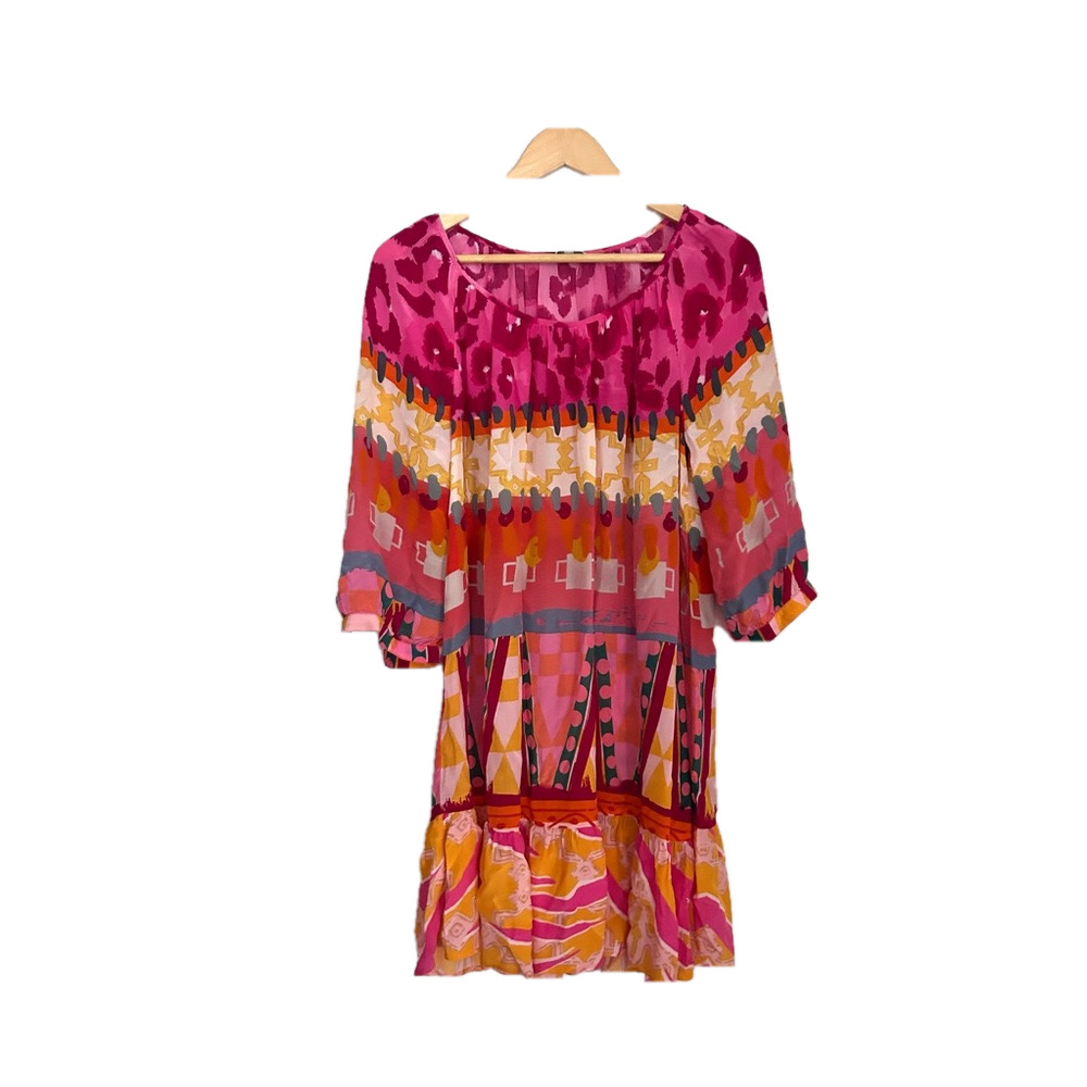 Frogbox print aztec dress large loose fit size large